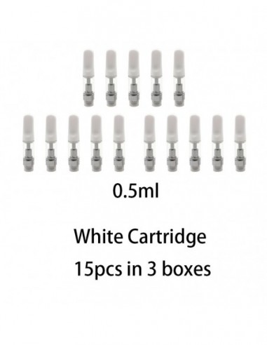 CCELL 510 thread cartridge & ceramic coil cartridges for CBD oil White 0.5ml Cartridge 15pcs:0 US
