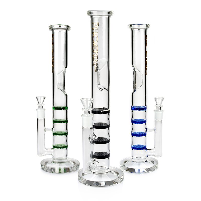 PHOENIX STAR Straight Tube Bong With Honeycomb&Turbine Perc 14 Inches ...